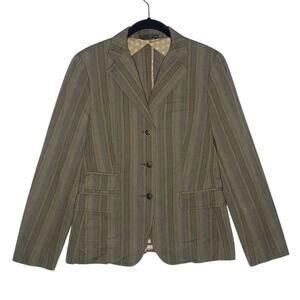 Max Mara Weekend Blazer 8 Striped Y2K Stretch Cotton Brown 3 Button Career